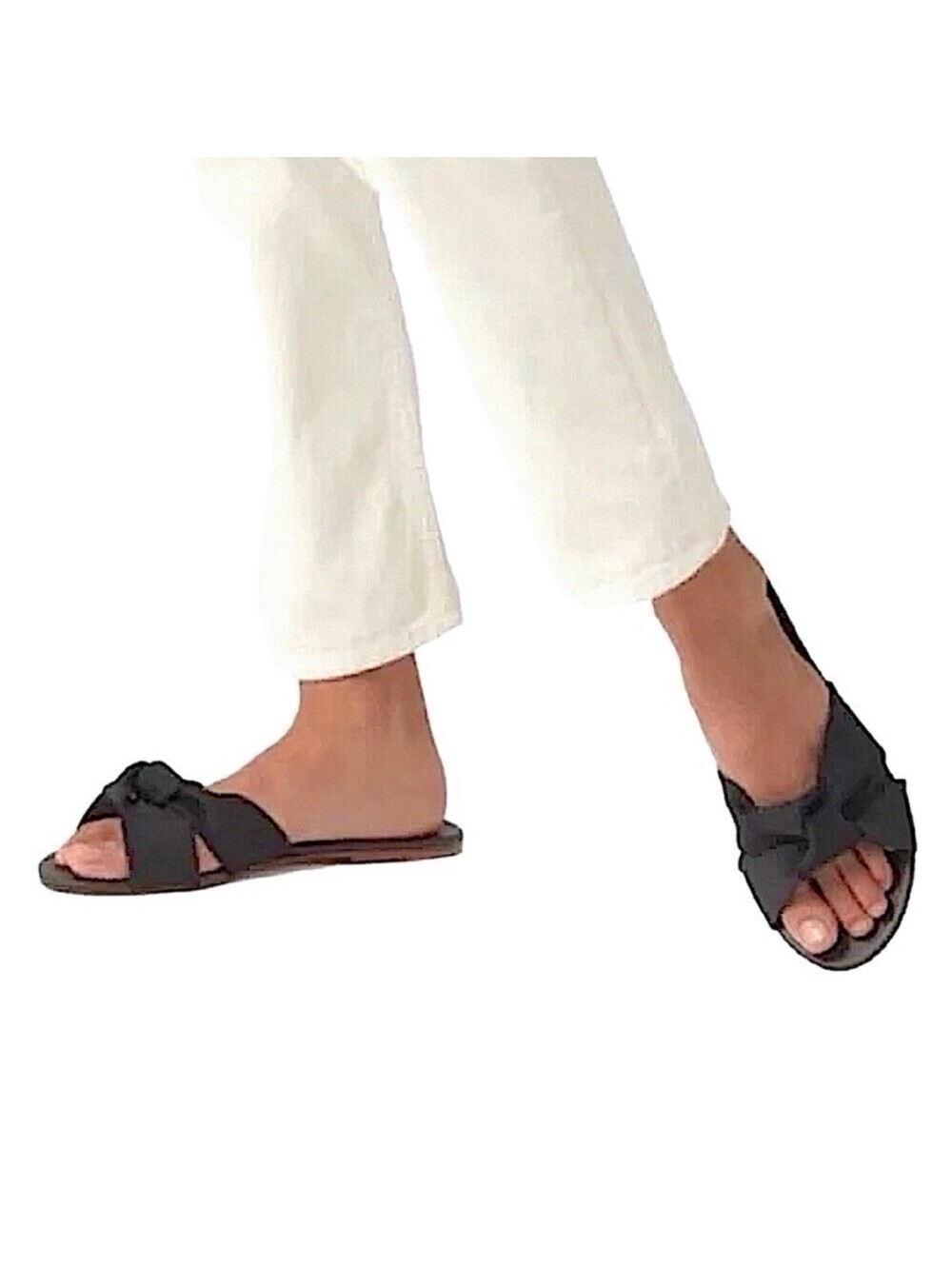 Rothy’s The Knot Vegan Leather & Hemp Black Slides Black Sandals
